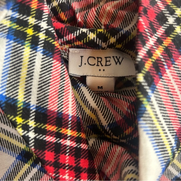 J. Crew Plaid Multicolor Turtleneck Top Size Medium - Picture 4 of 6